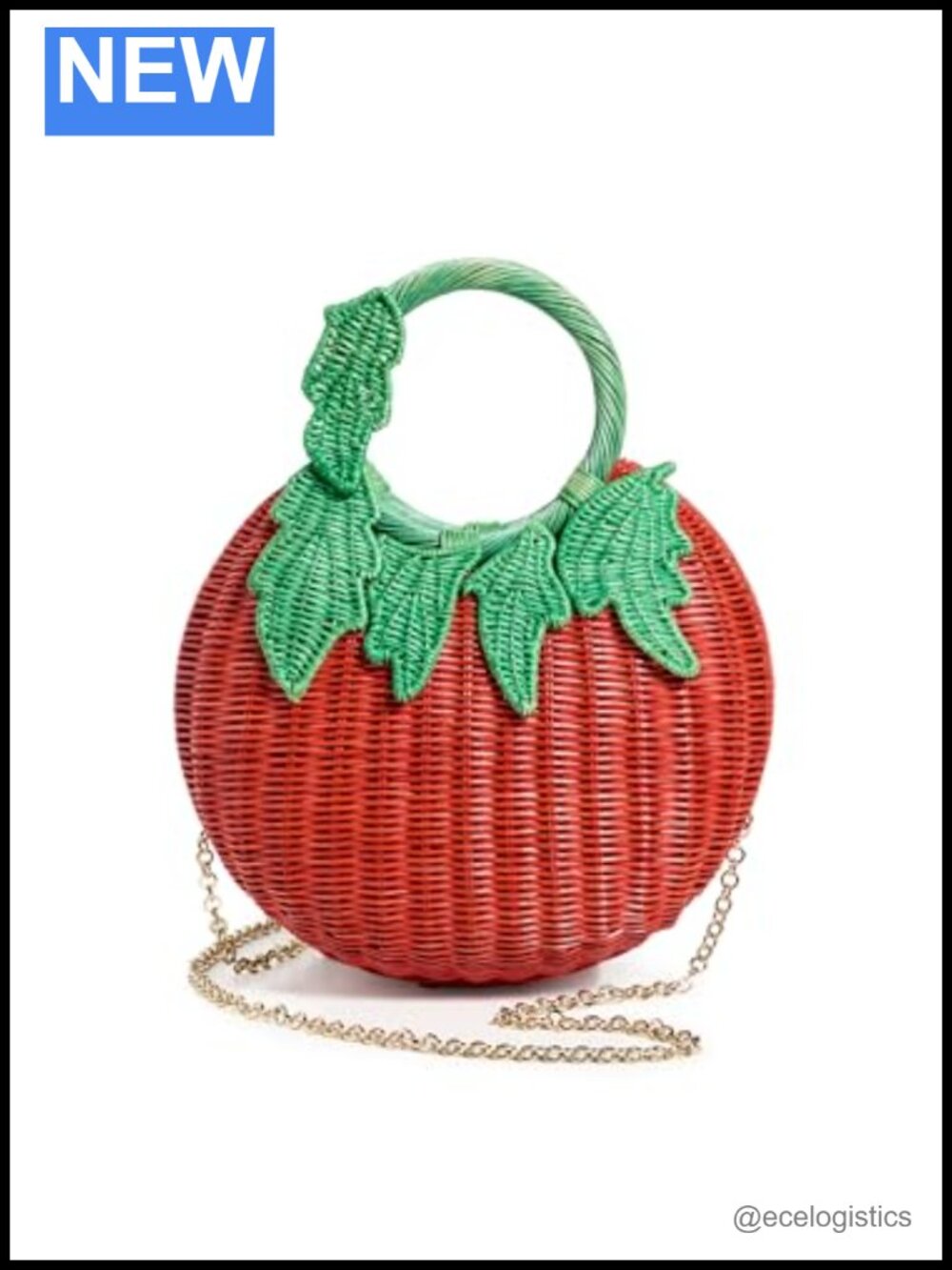 Serpui Rattan Wicker Clutch Handbag Tomato Design Woven Purse